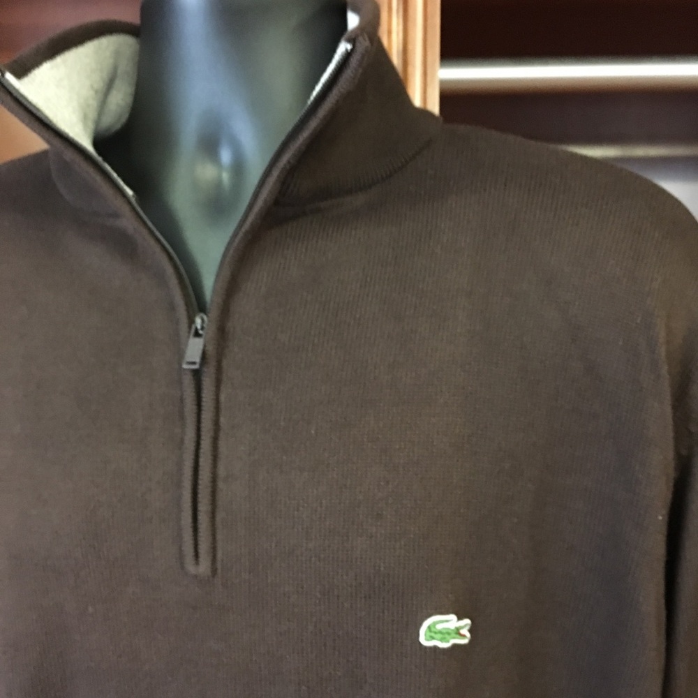 Lacoste Brown  Half Zip Sz XL Cotton Sweater